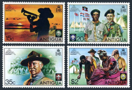 Antigua 383-386, 386a, MNH. Mi 377-380,Bl.21. Scouting 1975. Lord Baden-Powell. - Antigua En Barbuda (1981-...)