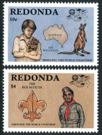 Antigua-Redonda 1982y Boy Scouts, MNH. Flags, Kangaroo, Koala, Canoeing. - Antigua Et Barbuda (1981-...)