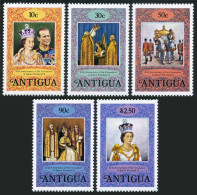 Antigua 508-512,513, MNH. Michel 504-508a,Bl.36. QE II Coronation 25th Ann.1978. - Antigua Und Barbuda (1981-...)