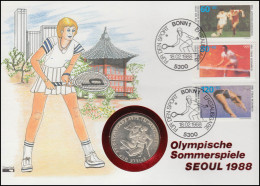 Numisbrief Olympia Seoul 1988, 10 DM / Sporthilfe-Satz., ESST Bonn 18.2.1988 - Sobres Numismáticos