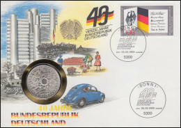 Numisbrief 40 Jahre Bundesrepublik 10 DM / 100 Pf., ESST Bonn 5.5.1989 - Numismatische Enveloppen