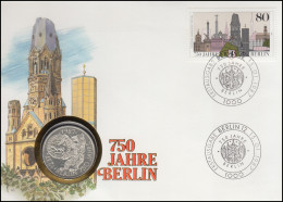 Numisbrief 750 Jahre Berlin, 10 DM / 80 Pf., ESST Berlin 15.01.1987 - Numismatische Enveloppen