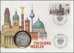 Numisbrief 750 Jahre Berlin, 10 DM / 80 Pf., ESST Bonn 15.01.1987 - Coin Envelopes