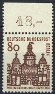 249 Bauwerke Klein 80 Pf Oberrand ** Postfrisch - Unused Stamps