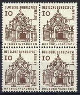 242 Bauwerke Klein 10 Pf Viererblock ** Postfrisch - Unused Stamps