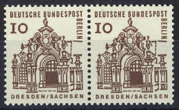 242 Bauwerke Klein 10 Pf Waag. Paar ** Postfrisch - Unused Stamps