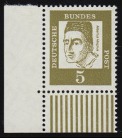 347yII Bed. Deutsche 5 Pf Dicke Walzenstriche Ecke Ul ** Postfrisch - Unused Stamps