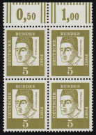 347yII Bed. Deutsche 5 Pf Dicke Walzenstriche OR-Viererbl. ** Postfrisch - Unused Stamps