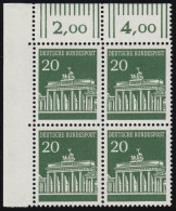 507 Brandenb. Tor 20 Pf Eck-Vbl. Ol ** Postfrisch - Nuevos