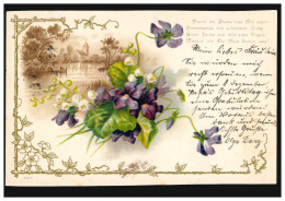 AK Landschaft Kirche Veilchen, Gedicht: Durch Die Blume Lass Dir Sagen ... 1900 - Other & Unclassified