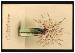 Prägekarte Geburtstag Blumenstrauß In Vase, BAD SASSENDORF (KR. SOEST) 4.9.1926 - Autres & Non Classés