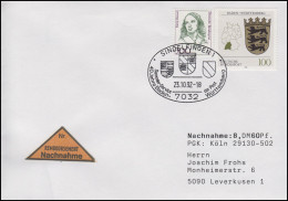 1586 Baden-Württemberg, MiF NN-Brief SSt Sindelfingen Jubiläum Wappen 23.10.1992 - Sonstige & Ohne Zuordnung