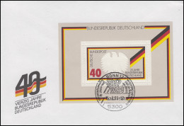 Block 10 Jubiläum 25 Jahre Bundesrepublik: Schmuck-Bf. 40 Jahre SSt Bonn 15.3.89 - Andere & Zonder Classificatie