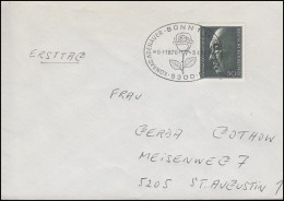 876 Konrad Adenauer, EF FDC ESSt Bonn Rose & Erster Todestag 5.1.1976 - Sonstige & Ohne Zuordnung