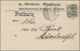 Germania 5 Pf. EF Postkarte Papierwaren Michels SIEGBURG 2.10.05 N. Münstereifel - Altri & Non Classificati