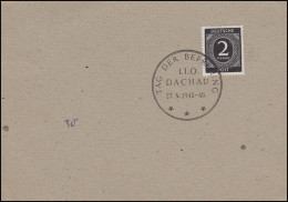 912 Ziffer 2 Pf Blanko-Stempelkarte SSt TAG DER BEFREIUNG I.I.O DACHAU 27.4.1945 - Ohne Zuordnung