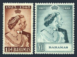 Bahamas 148-149, Hinged. Mi 153-154. Silver Wedding, 1948. George VI, Elizabeth. - Bahamas (1973-...)