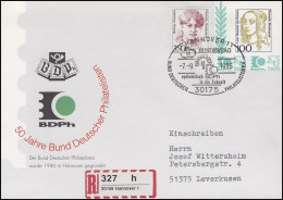 Privat-Umschlag 50 Jahre BDPh R-Brief SSt Hannover Bundestag 7.9.1996 - Briefmarkenausstellungen