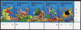 Bahamas 815 Af Strip, 816, MNH. Michel 848-852, Bl.75. Coral Life 1994. Fish. - Bahama's (1973-...)