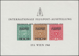 Gedenkblatt 5 Flugpostausstellung IFA WIEN 1968 - Autres & Non Classés