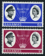 Bahamas 228-229,lightly Hinged.Mi 233-234. Royal Visit,1966.QE II,Prince Philip. - Bahama's (1973-...)