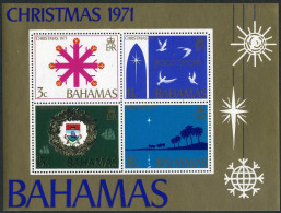 Bahamas 334a, MNH. Michel Bl.6. Christmas 1971. Snowflake, Doves, Palms. - Bahama's (1973-...)