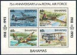 Bahamas 775 Ad Sheet, MNH. Michel 805-809 Bl.71. Royal Air Force-75, 1993. - Bahama's (1973-...)