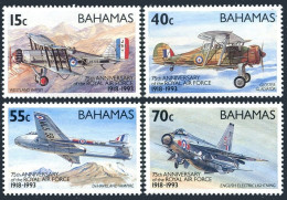 Bahamas 771-774, 775 Ad Sheet, MNH. Mi 801-804, Bl.71. Royal Air Force-75, 1993. - Bahamas (1973-...)
