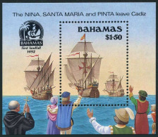 Bahamas 692, MNH. Mi 719 Bl.69. 1990. Discovery Of America-500. Columbus Fleet. - Bahamas (1973-...)