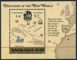 Bahamas 644, MNH. Mi 671 Bl.53. 1988. Discovery Of America 500th Ann, 1992. Map. - Bahamas (1973-...)