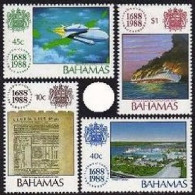 Bahamas 655-658, MNH. Mi 682-685. Lloyd's Of London, 300th Ann.1988. Ships,Space - Bahamas (1973-...)