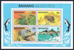 Bahamas 517a, MNH. Michel Bl.38. Wild Life 1982. Bat, Hutia, Racoon, Dolphin. - Bahama's (1973-...)