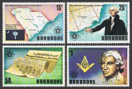 Barbados 440-443, Hinged. Mi 405-408. USA-200, 1976. George Washington, Masonic. - Barbades (1966-...)