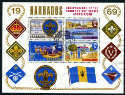 Barbados 326a, CTO. Mi Bl.2. Boy Scouts, 1969. Bridgetown Harbor, Rowing, Flag, - Barbados (1966-...)