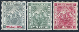 Barbados 81-83,hinged.Michel 53-55. Victoria Jubilee,1897.Badge Of Colony. - Barbades (1966-...)
