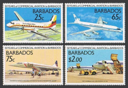 Barbados 739-742, MNH. Mi 713-716. Commercial Aviation, 50th Ann.1989. Concorde  - Barbades (1966-...)