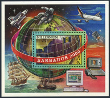 Barbados 977 Sheet,MNH.Michel 970. Millennium,2000.Transportation,Space. - Barbades (1966-...)