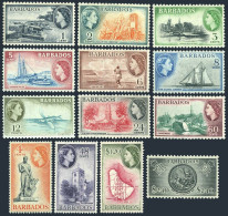 Barbados 235-247,lightly Hinged.Mi 203-215. QE II,1953.Views,Fish,Ships,Map,Seal - Barbades (1966-...)