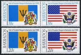 Barbados 581-584a, MNH. Mi 554-557. Visit Of President Ronald Reagan, 1982. Arms - Barbades (1966-...)