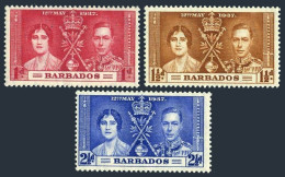 Barbados 190-192,MNH.Mi 152-154. Coronation 1937.King George VI,Queen Elizabeth. - Barbados (1966-...)