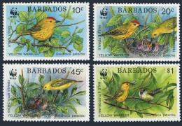 Barbados 795-798, MNH. Michel 770-773. WWF 1991. Yellow Warbler. - Barbados (1966-...)