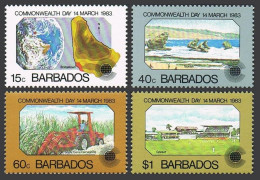 Barbados 598-601,MNH.Michel 579-582. Commonwealth Day 1983.Map,Beach,Sugar Cane, - Barbades (1966-...)