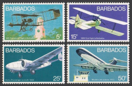Barbados 384-387, MNH. Mi 353-356. Aircraft 1973. White Box Kite, Be Havilland, - Barbados (1966-...)