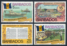 Barbados 448-451,451a,MNH.Michel 413-416,Bl.9. Independence,10,Flag,Music,Ships. - Barbados (1966-...)