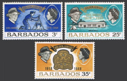 Barbados 306-308, MNH. Girl Scouts-50.1968. Lady Baden-Powell.Campfire,Pax Hill, - Barbados (1966-...)