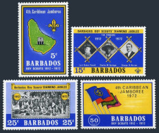 Barbados 372-375,MNH.Michel 341-344. Caribbean Jamboree 1972.Flags,Map,Powell. - Barbados (1966-...)