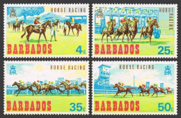 Barbados 312-315, 315a Sheet, MNH. Michel 281-284, Bl.1. Horse Racing 1969. - Barbades (1966-...)