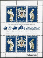 Barbados 474 Sheet, MNH. Michel 441-443 Klb. QE II Coronation, 25, 1978.Pelican. - Barbados (1966-...)