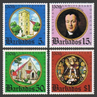 Barbados 420-423,423a,MNH.Michel 389-392,Bl.6. Anglican Diocese,1975.Churches. - Barbades (1966-...)