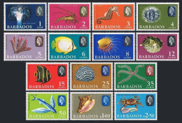 Barbados 267-280 Wmk 314 Upright,MNH.Michel 235-248X. 1965.Fish,Coral,Shell,Crab - Barbades (1966-...)